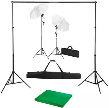 vidaXL Fotostudio-Set mit Hintergrund, Leuchten und Schirmen (3055084)