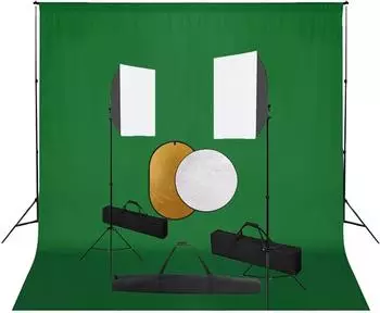 vidaXL Fotostudio-Set mit Softboxen, Hintergrundsystem und Reflektor (3067051)