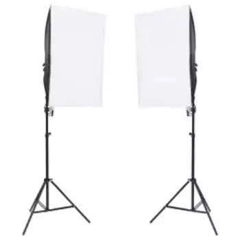 vidaXL Fotostudio-Set mit Beleuchtung und Hintergrund, schwarz (3094765)
