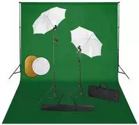 vidaXL Fotostudio-Set mit Lampen, Schirmen, Hintergrund & Reflektor