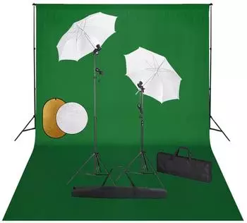 vidaXL Fotostudio-Set mit Lampen, Schirmen, Hintergrund & Reflektor (3067073)