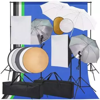 vidaXL Fotostudio-Set Softbox-Lampen, Schirm, Hintergrund & Reflektor (3067105)