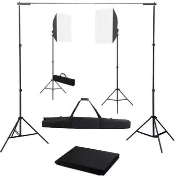 vidaXL Fotostudio-Set mit Softboxen und Hintergrundsystem (3055059)