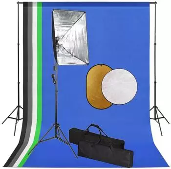 vidaXL Fotostudio-Set mit Softbox-Lampen, Hintergrund und Reflektor (3067098)
