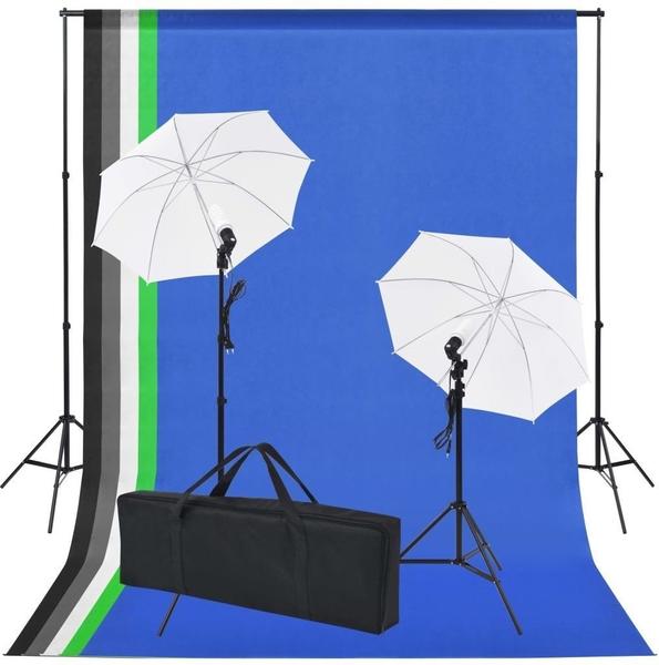 vidaXL Fotostudio-Set: 5 Bunte Hintergründe & 2 Schirme