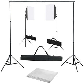 vidaXL Fotostudio-Set mit Softbox-Leuchten und Hintergrund (3055056)