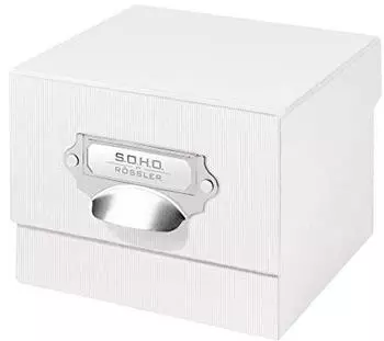 R&ouml;ssler Papier SOHO Foto Aufbewahrungsbox 17x15x13 wei&szlig;