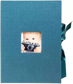 Exacompta OfficeByMe Fotobox, Strukturpapier blaugr&uuml;n, Bandverschluss, 4er-Pack (77603Epack)
