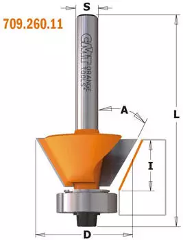CMT Orange Tools Kantenschneider Fr&auml;ser 30&deg; 26x8,5mm Schaft 6mm (709.260.11)