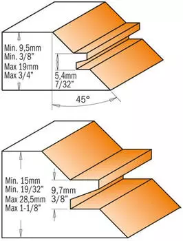 CMT Orange Tools Meche Queue d'Aronde 45&deg; HW Z2 S=8 D=44.5x18x58 (955.009.11)