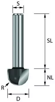 Edessö Hohlkehlfräser HW (HM) Z=2, ø12 NL9,5 GL42 S8 (104012008)