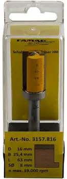 Famag Schablonen-Nutfr&auml;ser HM 16mm &Oslash;, 8mm Schaft, Kugellager (3157.816)