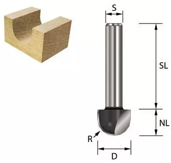 ENT Hohlkehlfr&auml;ser R4mm, Schaft 8mm, HW (12282)