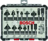 Bosch Fr&auml;ser 2607017472, 8mm, 15-teiliges Set, mit Kunststoffkassette, f&uuml;r Holz