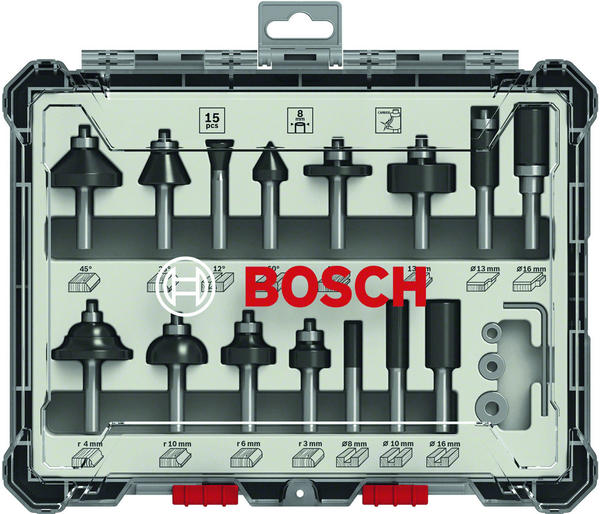 Bosch Fräser-Set 15-teilig 8mm Schaft