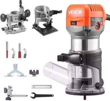 VEVOR Oberfräse 710W 13.000-33.000U/min variabel, Fest-/Tauch-/Neigbarer Sockel