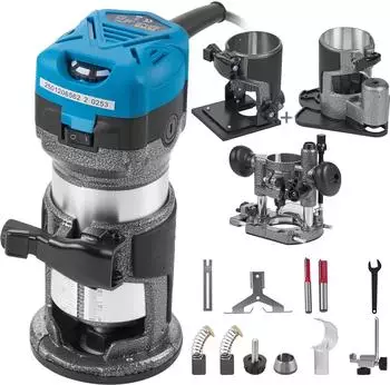 VEVOR Oberfräse 710W Variabler Drehzahl 10000-30000U/min 4 Basen (bpx0u6y)