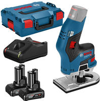 Bosch Akku-Kantenfr&auml;se GKF 12V-8 12 V / 2x 4,0 Ah Akku + Ladeger&auml;t inkl. 2x...