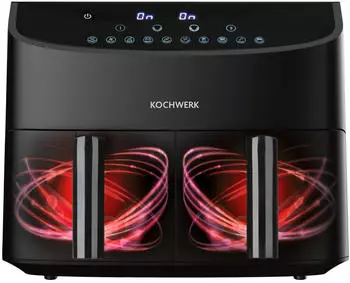 DS Produkte Rachs Kochwerk Heißluft-Fritteuse Doppelkorb 2x 3,5L 2400W schwarz
