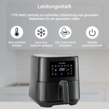KLAMER Hei&szlig;luftfritteuse XL (5,5 L) schwarz