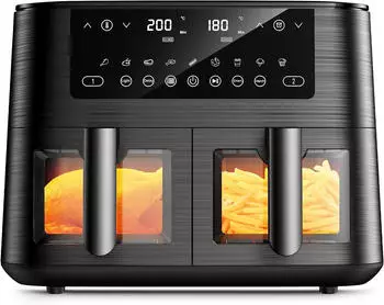 cookwise Dual Zone Hei&szlig;luftfritteuse mit Sichtfenster 9L AF2-40D06
