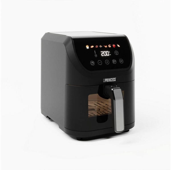Princess Slim Airfryer 5,5 L - 1500 W - stille werking (55 db) – ruimtebesparend - Olievrij - 8 kookprogramma's - Instelbare thermostaat - Antiaanbaklaag – 182240