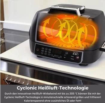 Industex BEST DIRECT Chef O Matic 8 in 1 Air & Grill, Airfryer Heißluftfritteuse 1500 Watt schwarz – Multifunktionales Kochvergnügen für jeden Geschmack