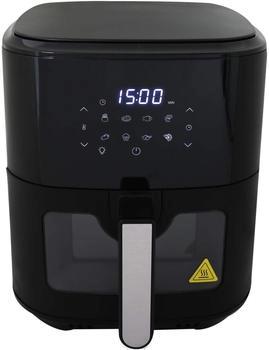 DESKI Heißluft Fritteuse 6,5 ltr schwarz 1500 W Airfryer Sichtfenster Friteuse