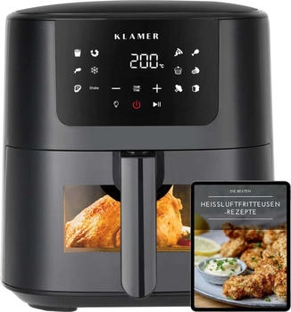 KLAMER Hei&szlig;luftfritteuse 5L XL 1500W schwarz