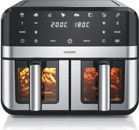 Arendo Hei&szlig;luftfritteuse XXL Doppelkammer Airfryer, Dual Zone, Sichtfenster mit