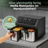 ProfiCook Heißluftfritteuse 9L, Zeitgleich-fertig-System, 2 Kammern, Antihaft