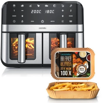 Arendo Hei&szlig;luftfritteuse XXL Dual Zone Airfryer 9L 2400