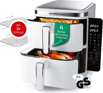 GOURMETmaxx FryUp Vertikale Doppelkammer Hei&szlig;luftfritteuse 10L