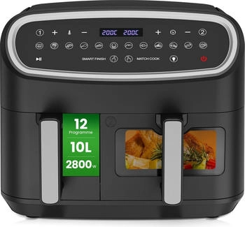 CIRCLIO Doppelkammer-Hei&szlig;luftfritteuse 10L (4L+6L), 2800W, 12 Programme, Timer, automatisches Abschalten