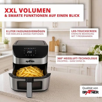 Grafner XXL Digital Air Fryer 8L – Vielseitige Zubereitung auf Knopfdruck