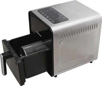 Hagenuk Hei&szlig;luftfritteuse Rotisserie 1650W 8L Edelstahl-Drehkorb