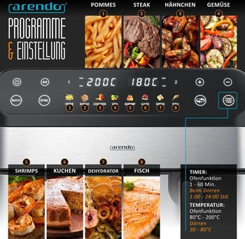 Arendo Dual Zone Airfryer 9L 2400W - 307062 – Leistungsstarke Technik trifft auf durchdachte Bedienung
