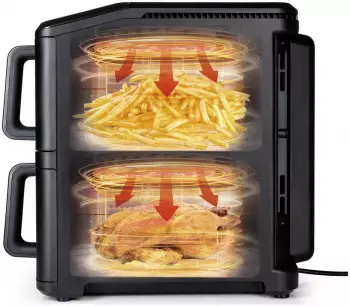 GOURMETmaxx Heißluftfritteuse 2400W (19129 ) – Synchronisierte Zubereitung spart Zeit bei mehrgängigen Mahlzeiten