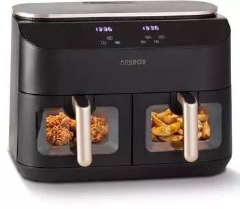 Arebos Doppel-Hei&szlig;luftfritteuse Dual Zone 10L 2450W
