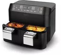 Maxxmee Hei&szlig;luftfritteuse mit Doppelkorb, 2x 3,8 l schwarz