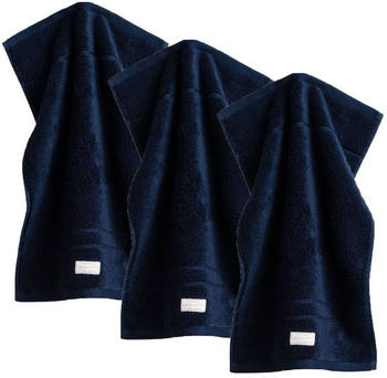GANT Gästetuch 3er Pack Premium Towel 30x50 cm dunkelblau