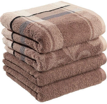 Erwin Müller Walk-Frottier Handtuch Ludwigsburg im 4er-Pack braun-beige 50x100 cm