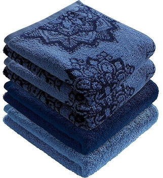 Erwin Müller Walk-Frottier Handtuch Bühl im 4er-Pack blau 50x100 cm
