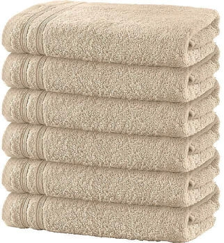 Erwin Müller Walk-Frottier Handtuch Heidelberg im 6er-Pack braun-beige 50x80 cm