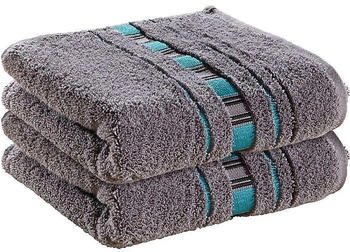 Erwin Müller Walk-Frottier Handtuch Achern im 2er-Pack grau/gruen/blau 50x100 cm