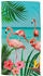 Good Morning Polyvelours Strandtuch Flamingo bunt/blau/rose/gruen 100x180 cm