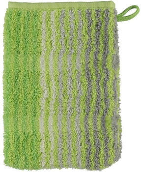 Cawö Noblesse Cashmere Streifen-Waschhandschuh - kiwi - 16x22 cm