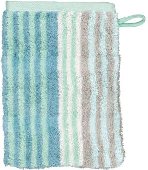 Cawö Noblesse Harmony Streifen Waschhandschuh - jade - 16x22 cm