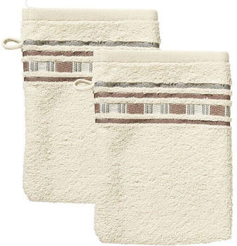Erwin Müller Walk-Frottier Waschhandschuh Achern im 2er-Pack braun-beige/grau 16x21 cm