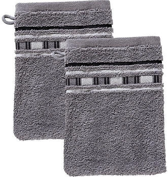 Erwin Müller Walk-Frottier Waschhandschuh Achern im 2er-Pack grau/braun-beige 16x21 cm